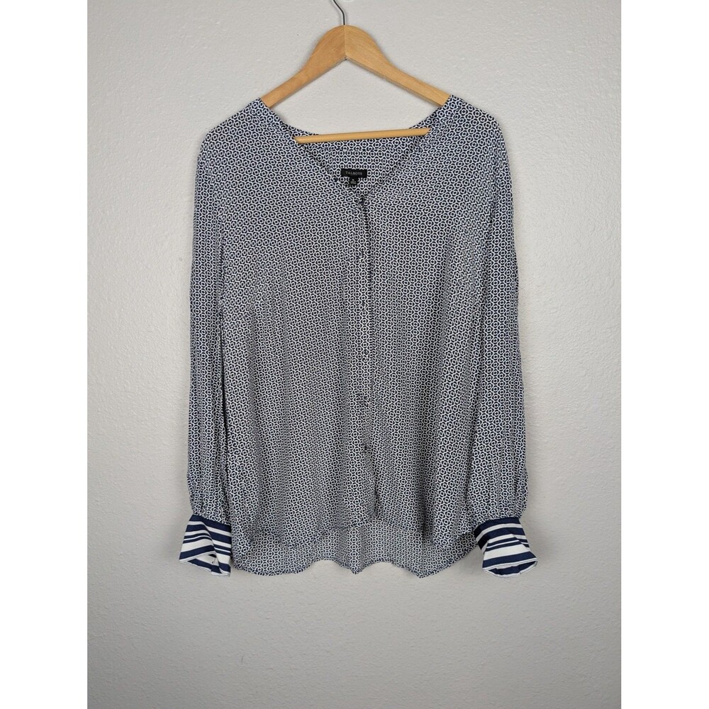 Talbots Blouse Womens XL Geometric‎ Print Button Up Top